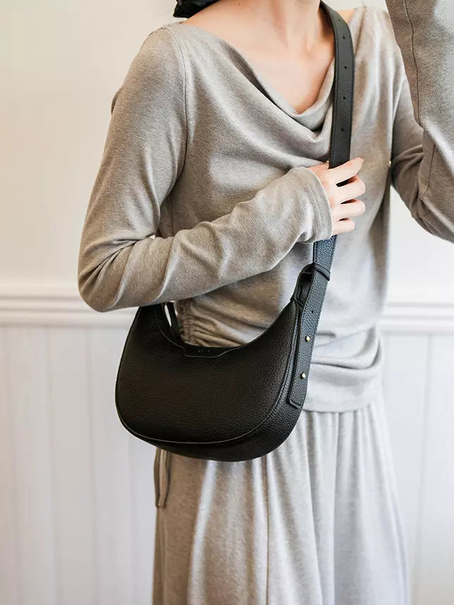 Casual Faux Leather Hobo Crescent Shoulder Bag Mssza