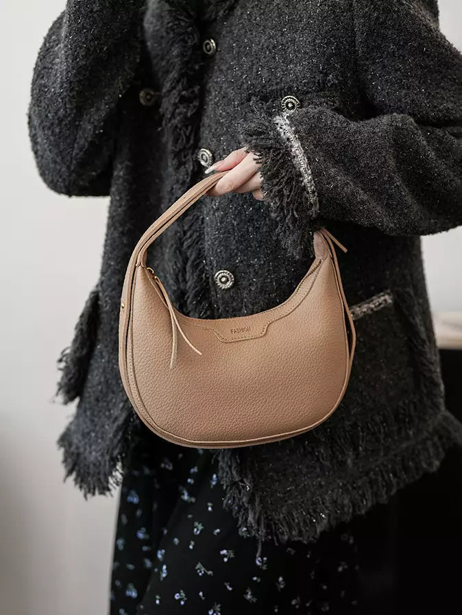 Casual Faux Leather Hobo Crescent Shoulder Bag Mssza