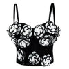 Casual Floral 3D Flower High Street Denim Tube Short Top Mssza