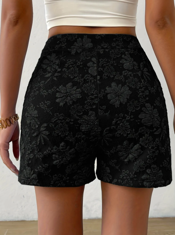 Casual Floral Embroidery Button Fly low Waist Shorts Mssza