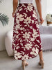 Casual Floral Print Asymmetric Ruffle Slight Stretch Mid-Calf Skirts Mssza