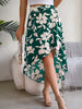 Casual Floral Print Asymmetric Ruffle Slight Stretch Mid-Calf Skirts Mssza