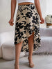 Casual Floral Print Asymmetric Ruffle Slight Stretch Mid-Calf Skirts Mssza
