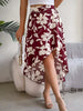 Casual Floral Print Asymmetric Ruffle Slight Stretch Mid-Calf Skirts Mssza