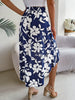 Casual Floral Print Asymmetric Ruffle Slight Stretch Mid-Calf Skirts Mssza