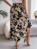 Casual Floral Print Asymmetric Ruffle Slight Stretch Mid-Calf Skirts Mssza