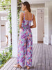 Casual Floral Print Halter Wide Leg Pants Beach Long Jumpsuit Mssza