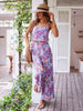 Casual Floral Print Halter Wide Leg Pants Beach Long Jumpsuit Mssza