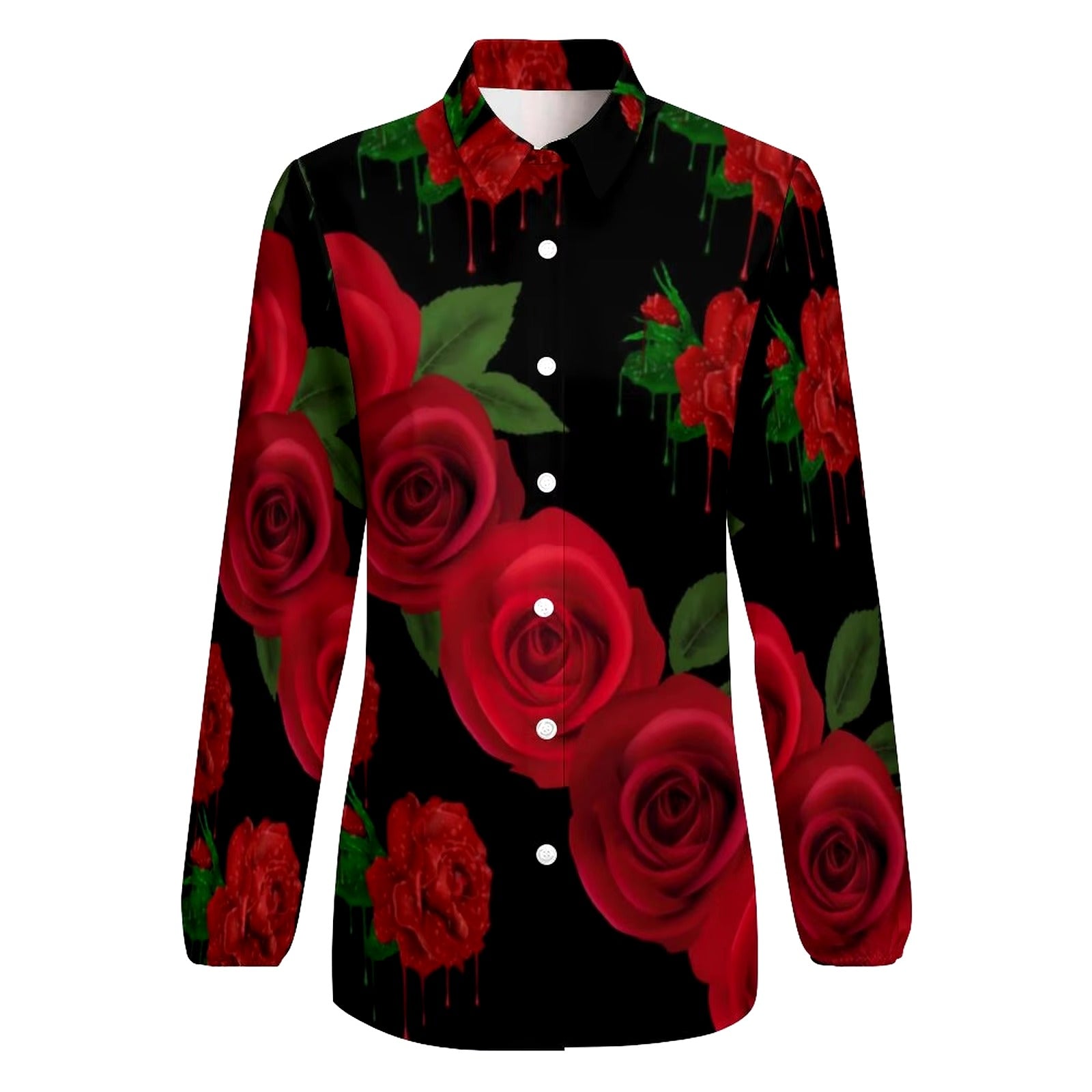 Casual Floral Print Retro Pattern Long Sleeve Single Breasted Shirt Mssza