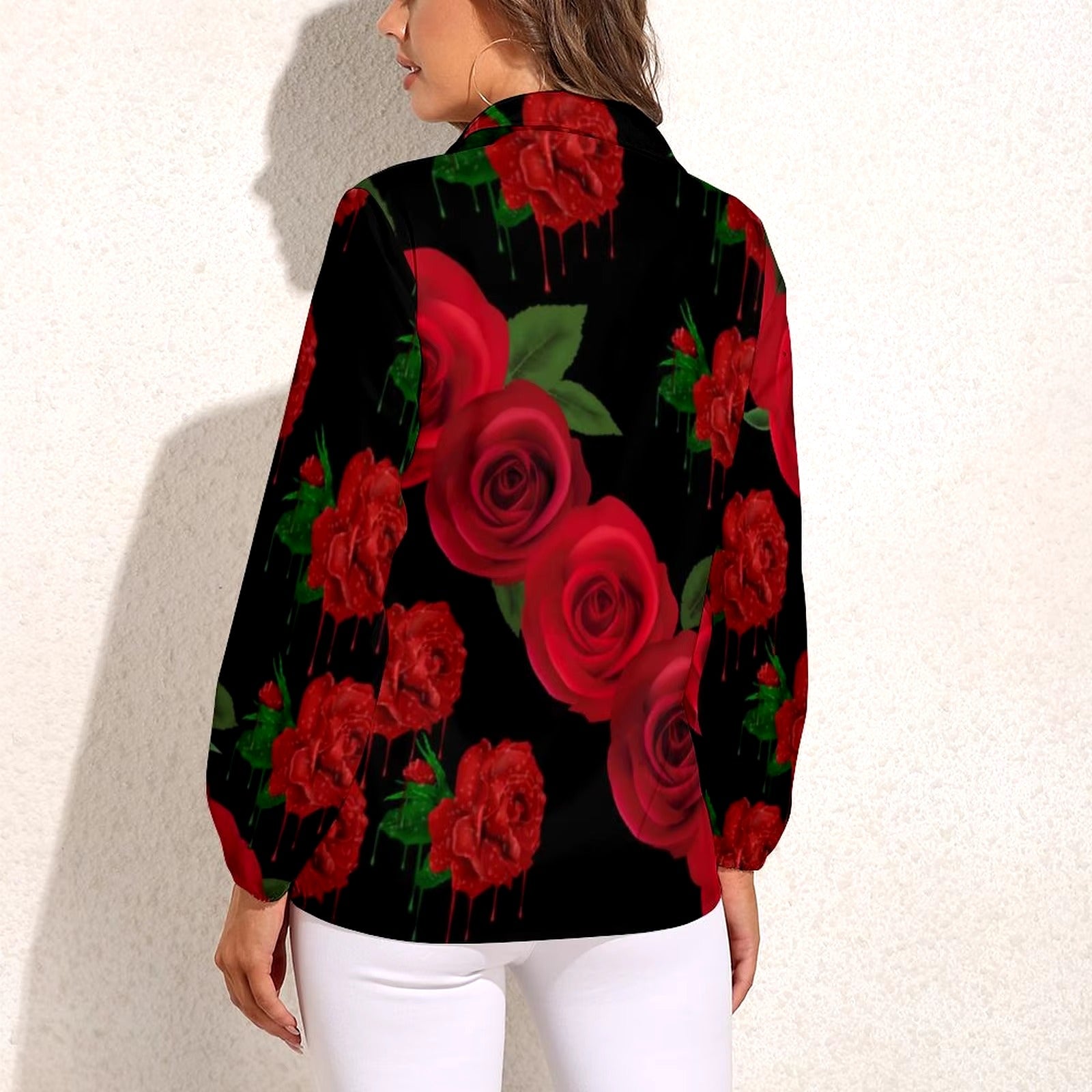 Casual Floral Print Retro Pattern Long Sleeve Single Breasted Shirt Mssza