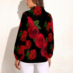 Casual Floral Print Retro Pattern Long Sleeve Single Breasted Shirt Mssza