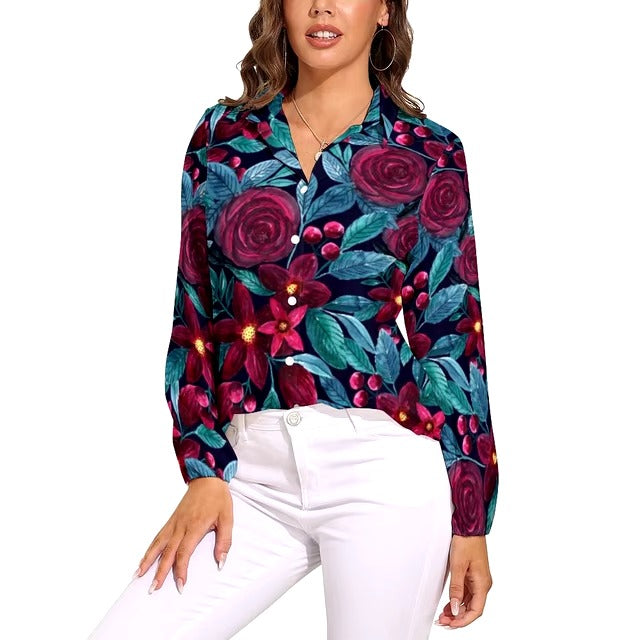 Casual Floral Print Retro Pattern Single Breasted Shirt Mssza