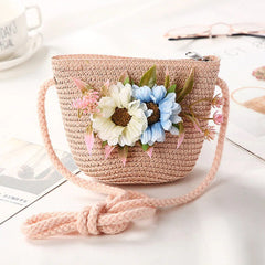 Casual Floral Rattan Mini Handmade Shoulder Bag Mssza