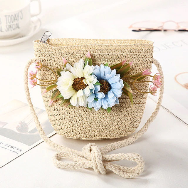 Casual Floral Rattan Mini Handmade Shoulder Bag Mssza