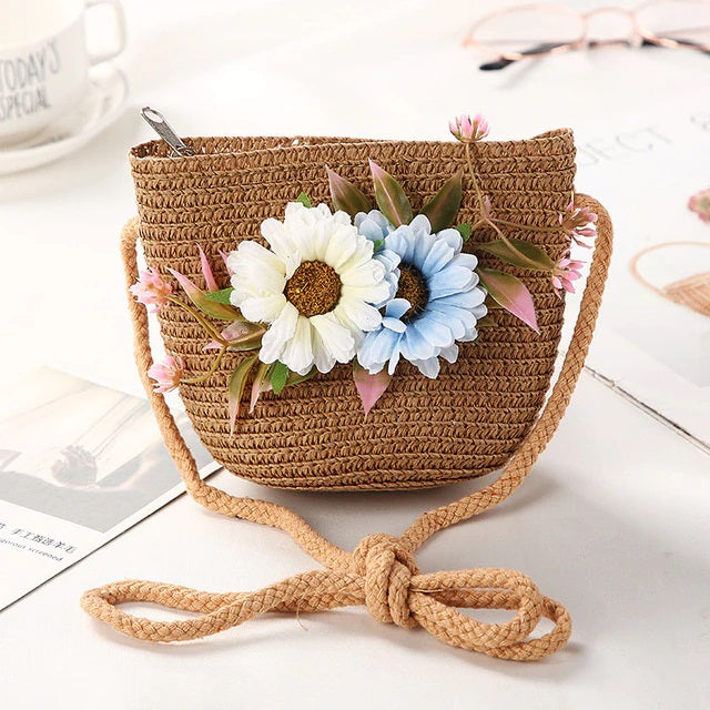 Casual Floral Rattan Mini Handmade Shoulder Bag Mssza
