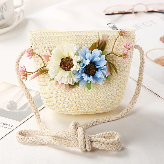 Casual Floral Rattan Mini Handmade Shoulder Bag Mssza