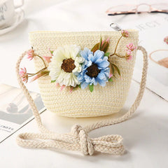 Casual Floral Rattan Mini Handmade Shoulder Bag Mssza