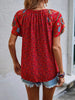 Casual Floral V-Neck Short Sleeve Bohemian Beach Style Printed Shirt Mssza
