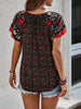 Casual Floral V-Neck Short Sleeve Bohemian Beach Style Printed Shirt Mssza