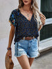 Casual Floral V-Neck Short Sleeve Bohemian Beach Style Printed Shirt Mssza