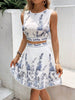 Casual Flower Sleeveless Top And Waist Skirt Cross-Border Two-Piece Set Mssza