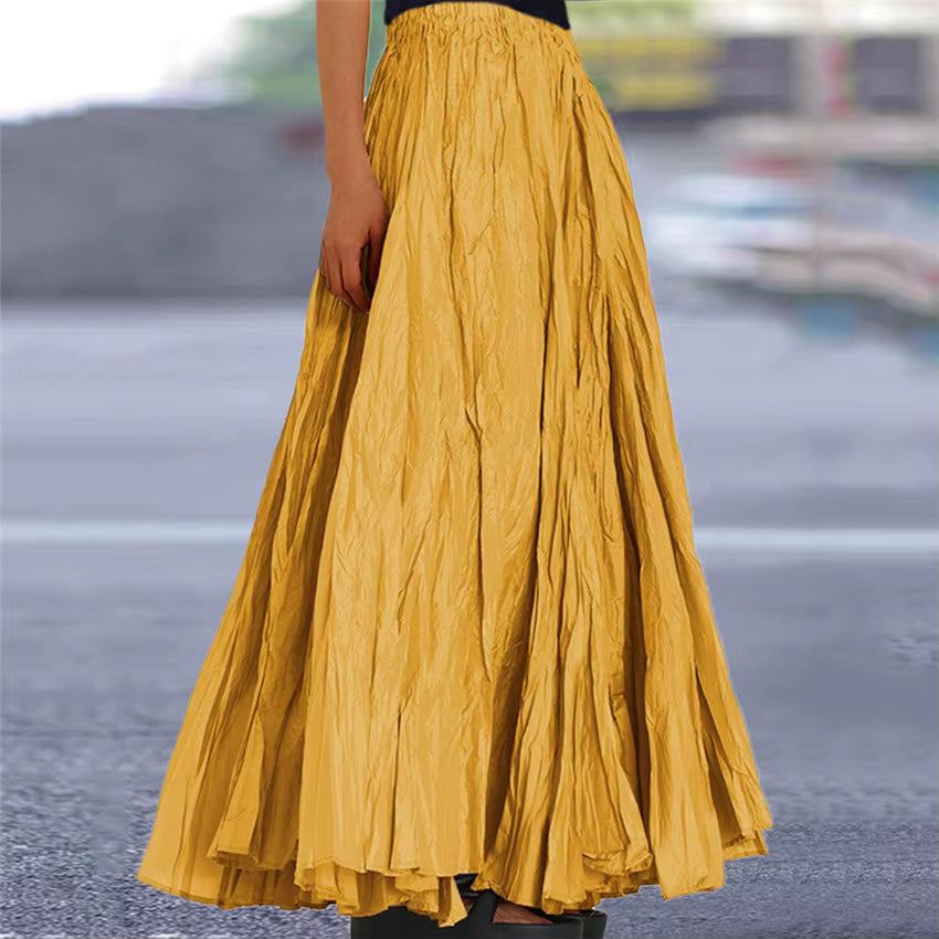 Casual Folds Loose A-line Solid Color Streetwear Skirts Mssza