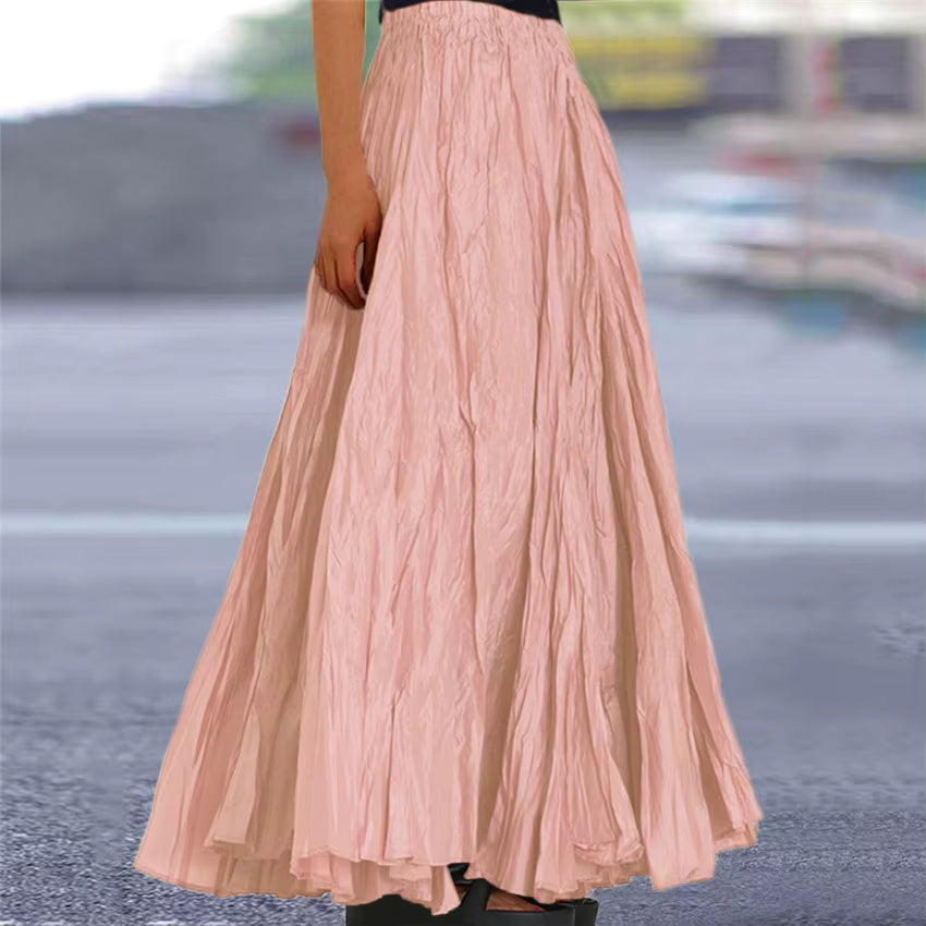 Casual Folds Loose A-line Solid Color Streetwear Skirts Mssza