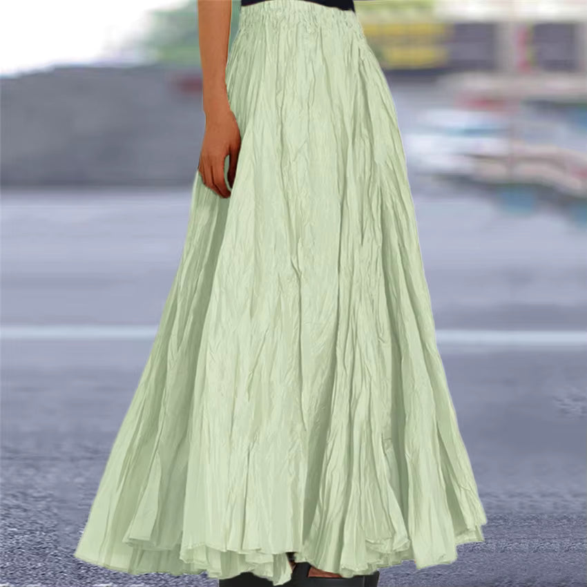 Casual Folds Loose A-line Solid Color Streetwear Skirts Mssza
