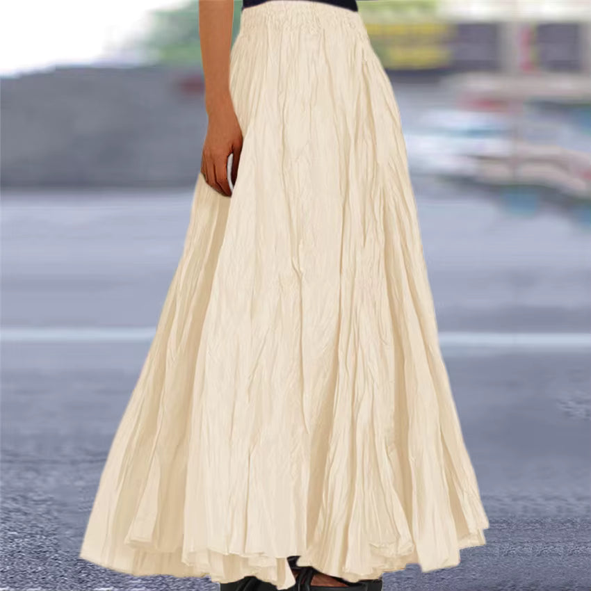 Casual Folds Loose A-line Solid Color Streetwear Skirts Mssza