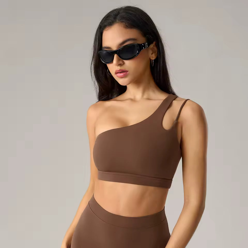 Full Cup Breathable High Quality One Shoulder Tube Sports Top Mssza