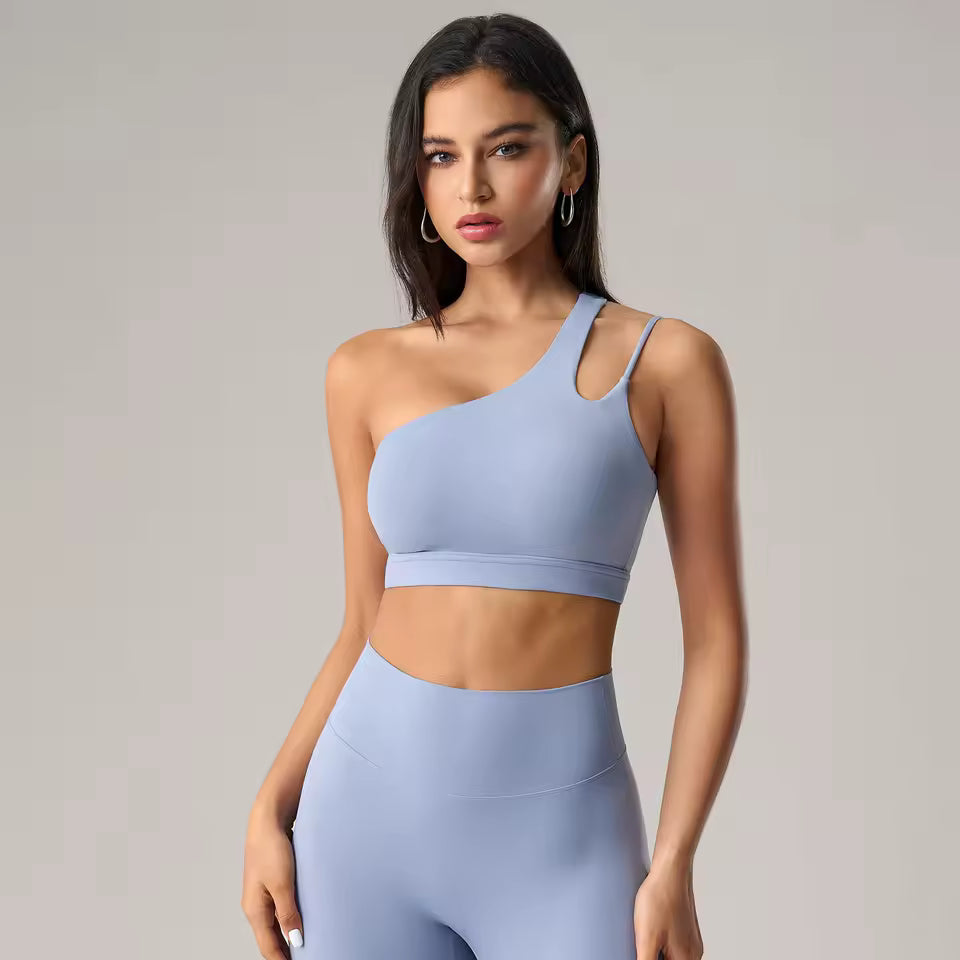 Full Cup Breathable High Quality One Shoulder Tube Sports Top Mssza