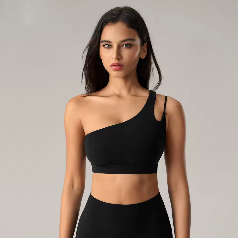 Full Cup Breathable High Quality One Shoulder Tube Sports Top Mssza