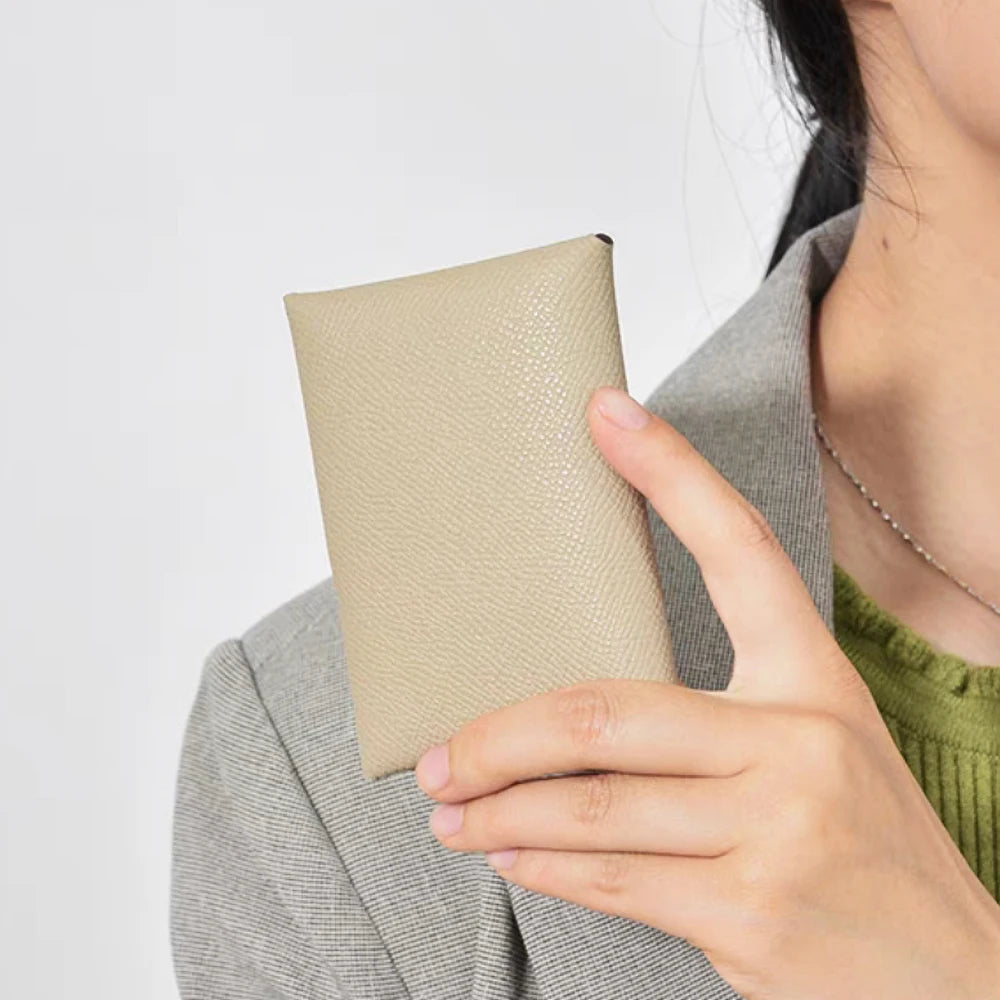 Casual Genuine Leather Credit Card Holder Business Pillow Coin Case Purse Wallet Mssza