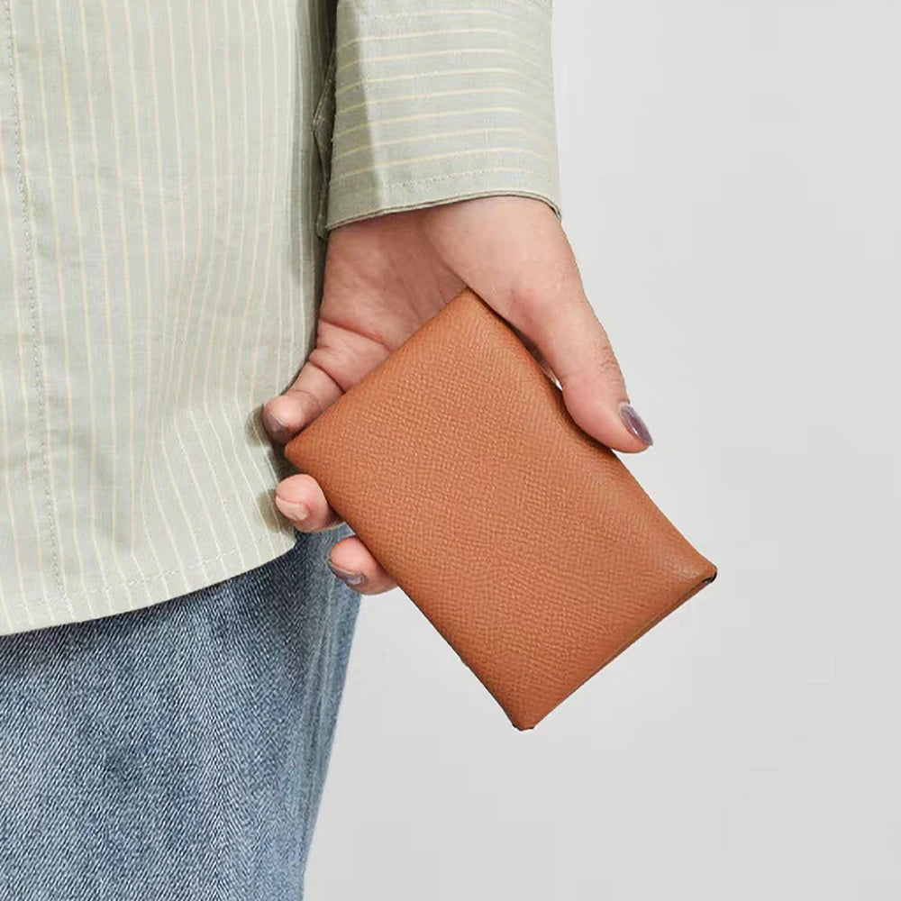 Casual Genuine Leather Credit Card Holder Business Pillow Coin Case Purse Wallet Mssza