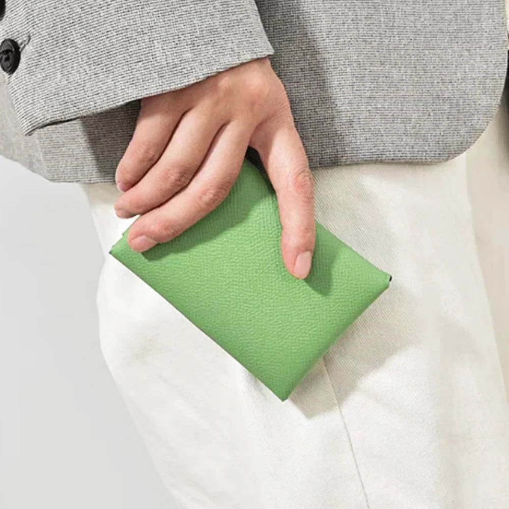 Casual Genuine Leather Credit Card Holder Business Pillow Coin Case Purse Wallet Mssza