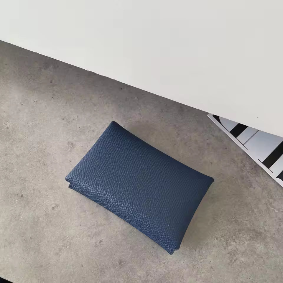 Casual Genuine Leather Credit Card Holder Business Pillow Coin Case Purse Wallet Mssza