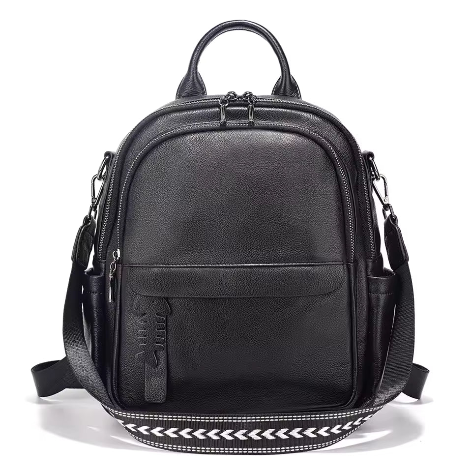 Casual Genuine Leather Multi-pocket Design Simple Travel Convertible Shoulder Backpack Mssza