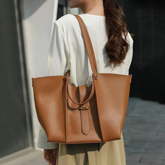 Casual Genuine Leather Open Pocket High Quality Large Totes Shoulder Bags Mssza