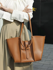 Casual Genuine Leather Open Pocket High Quality Large Totes Shoulder Bags Mssza