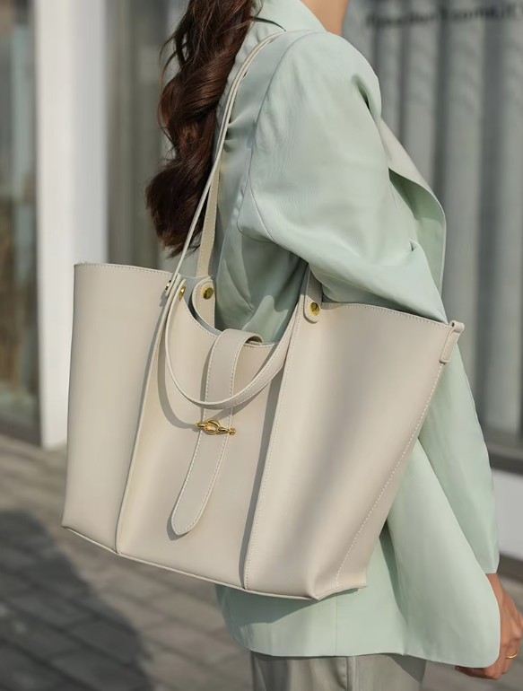 Casual Genuine Leather Open Pocket High Quality Large Totes Shoulder Bags Mssza