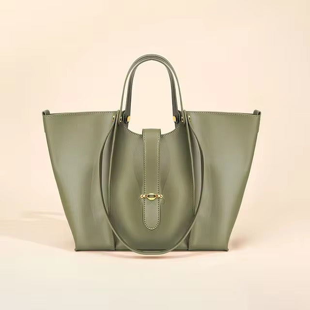 Casual Genuine Leather Open Pocket High Quality Large Totes Shoulder Bags Mssza