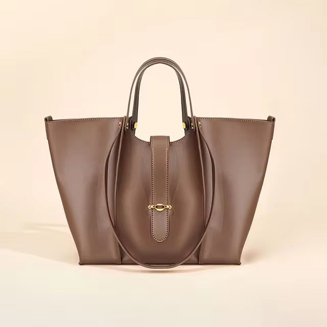 Casual Genuine Leather Open Pocket High Quality Large Totes Shoulder Bags Mssza