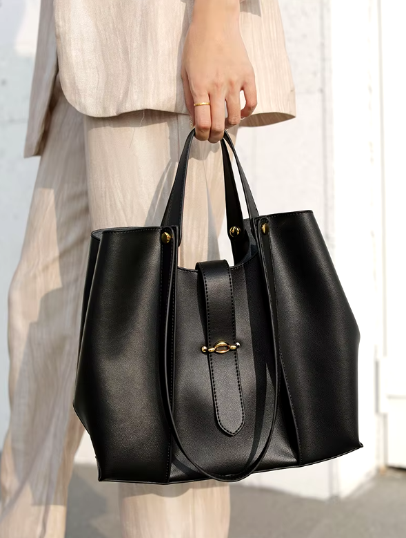 Casual Genuine Leather Open Pocket High Quality Large Totes Shoulder Bags Mssza