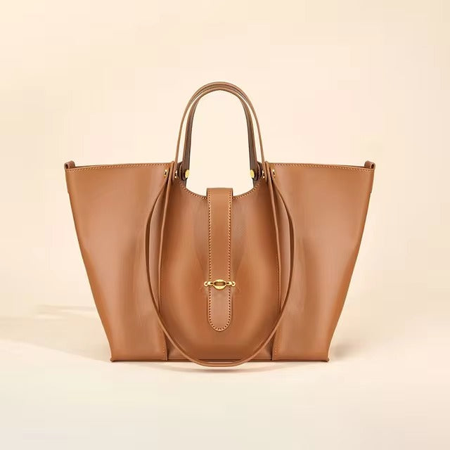Casual Genuine Leather Open Pocket High Quality Large Totes Shoulder Bags Mssza