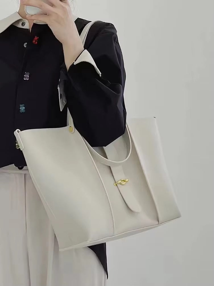 Casual Genuine Leather Open Pocket High Quality Large Totes Shoulder Bags Mssza