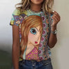 Casual Girls Face Painting Beautiful Short Sleeve 3d Floral T-Shirts Mssza