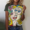 Casual Girls Face Painting Beautiful Short Sleeve Tees T-Shirts Mssza