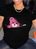 Casual Graphic Print Short Sleeve Crew Neck Slight Stretch T-shirt Mssza