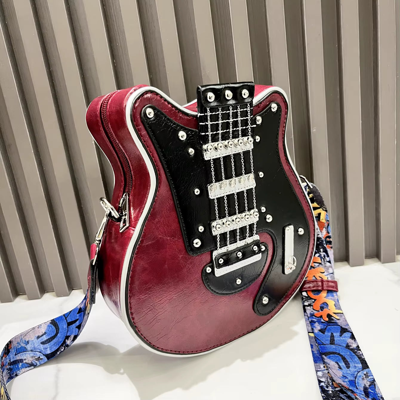 Casual Guitar Shape Handmade Crossbody Shoulder Bag Mssza