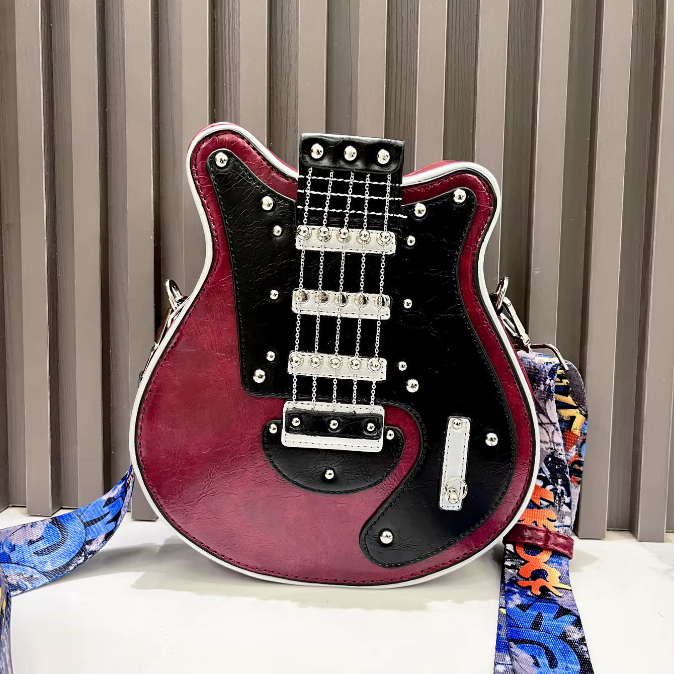 Casual Guitar Shape Handmade Crossbody Shoulder Bag Mssza